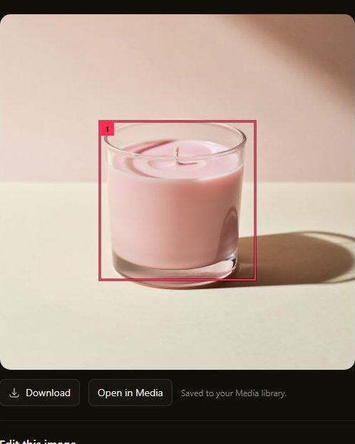 The same picture with box 1 drawn on the candle, named @candle